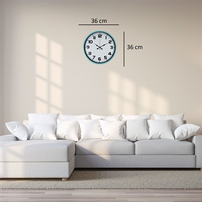 Elegance Turkuaz 36 Cm Duvar Saati