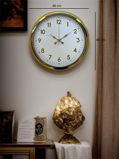 Elegant Gold Frame 40 Cm Metal Duvar Saati