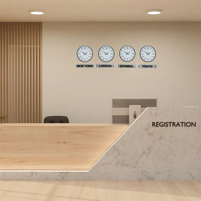 Elegant Krem 4’lü 36 Cm Tabelalı Dünya Saatleri