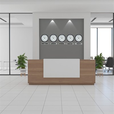 Elegant Siyah 36 Cm 5 li Tabelalı Dünya Saatleri