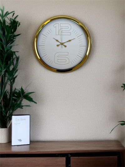 Elegant White Gold 40 Cm Metal Duvar Saati