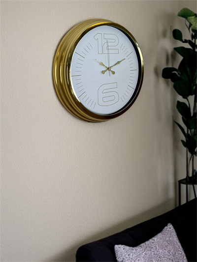 Elegant White Gold 40 Cm Metal Duvar Saati