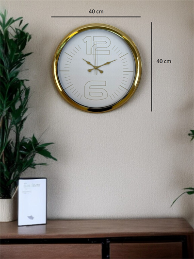 Elegant White Gold 40 Cm Metal Duvar Saati