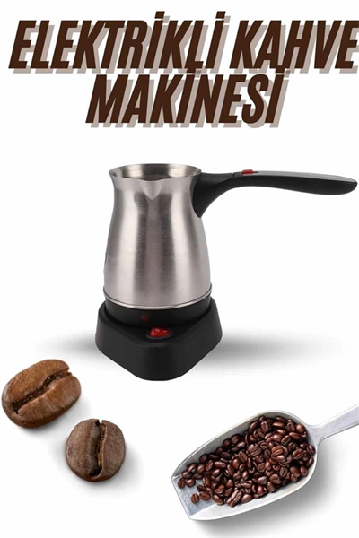 Elektrikli Cezve 800 Watt Paslanmaz Çelik Türk Kahve Makinesi Saplı