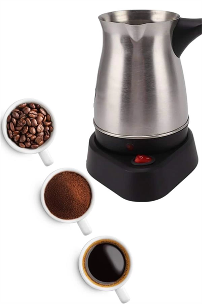 Elektrikli Cezve 800 Watt Paslanmaz Çelik Türk Kahve Makinesi Saplı