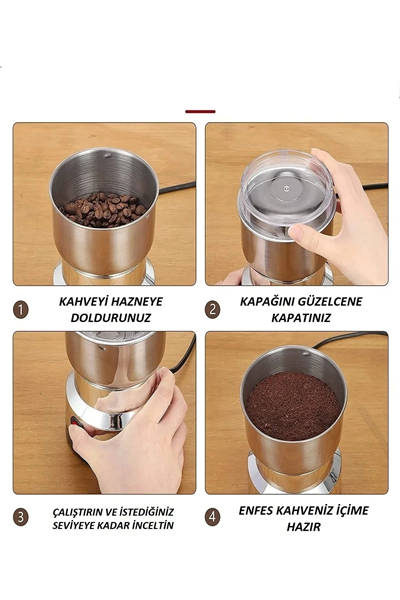 Elektrikli Kahve Ve Baharat Öğütücü Çelik Öğütücü Değirmen Ev Tipi