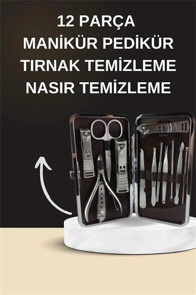 Elektrikli Manikür Pedikür Seti İkili Set 12 Parça Tırnak Bakımı Törpü Protez Çıkarma