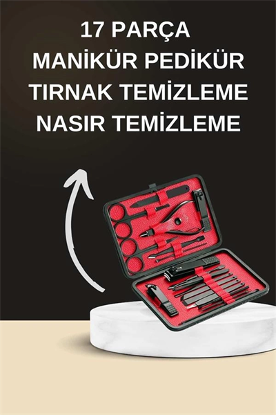 Elektrikli Manikür Pedikür Seti İkili Set 17 Parça Tırnak Bakımı Nasır Temizleme Tırnak Şekillendirme