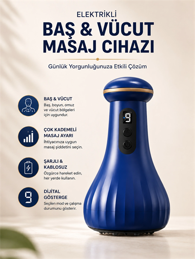 Elektrikli Masaj Cihazı Baş, Vücut Kullanımına Uygun