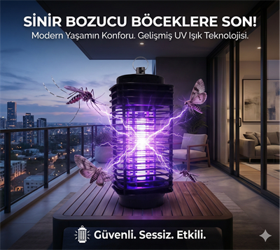 Elektrikli Sinek Öldürücü Cihaz Cız Lamba Mor Işık