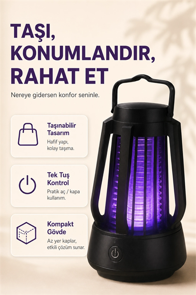 Elektrikli Sinek Öldürücü Mor Işıklı Taşınabilir Haşere Kovucu Lamba Cihazı