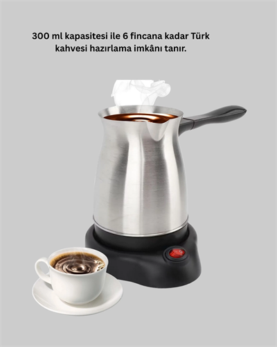 Elektrikli Türk Kahvesi Cezvesi 800W Kablosuz Döner Tabanlı
