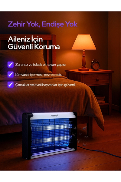 Elektrikli sinek öldürücü makine UV ışıklı çiftli gece lambası 8 watt - Süpermarket