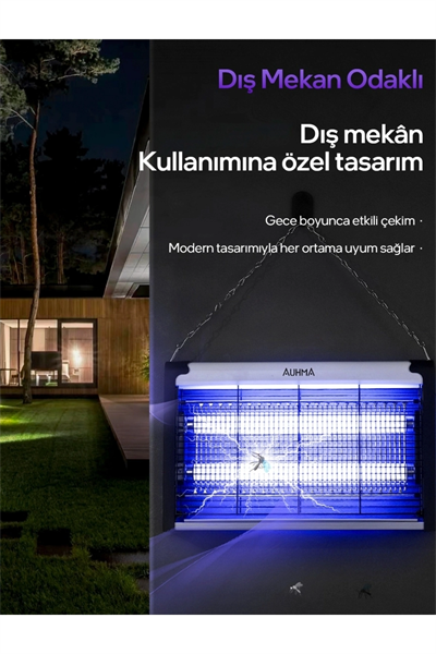 Elektrikli sinek öldürücü makine UV ışıklı çiftli gece lambası 8 watt - Süpermarket