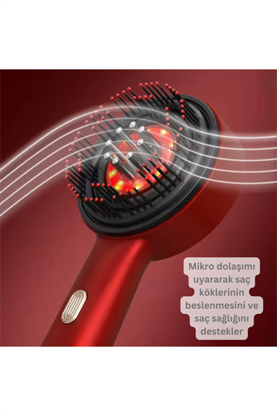Elektrikli titreşimli masaj tarak kırmızı ışık terapili ve sıvı yağ aplikatörlü - Süpermarket