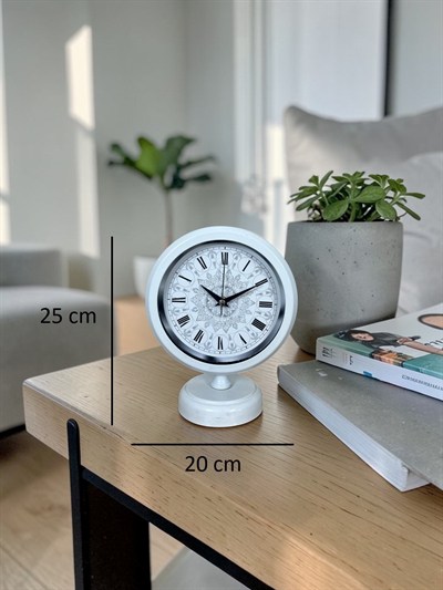 Elisse Mandala Desenli Beyaz 25 x 20 Cm Masa Saati