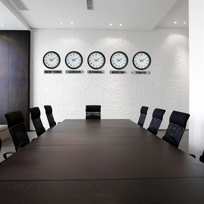 Elite Black 5’li 36 Cm Metal Tabelalı Dünya Saatleri Seti