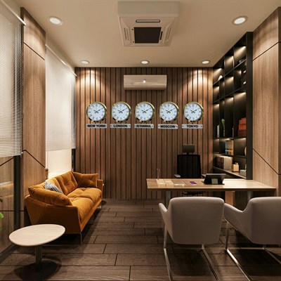 Elite Gold Roma 36 Cm Metal 5 li Tabelalı Dünya Saatleri