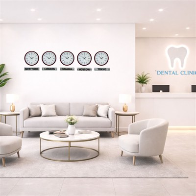 Elite Kırmızı 36 Cm 5 li Tabelalı Dünya Saatleri