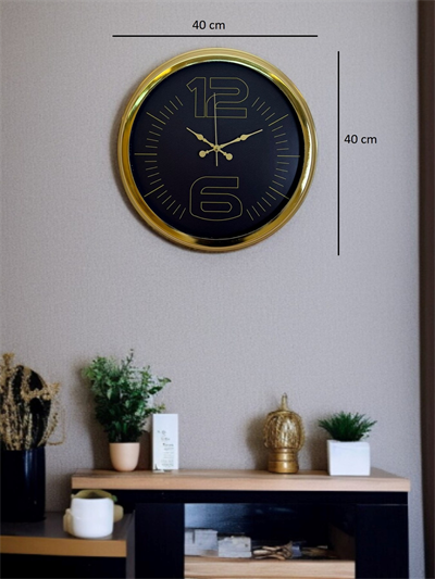 Elite Luxury Gold 40 Cm Metal Duvar Saati