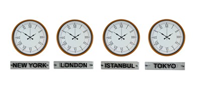 Energy Turuncu 36 Cm 4 lü Tabelalı Dünya Saatleri