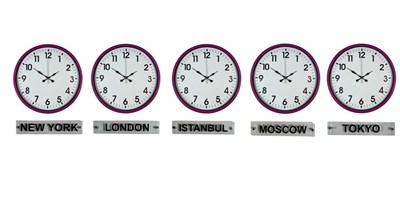 Enerji Pembe 36 Cm 5 li Tabelalı Dünya Saatleri