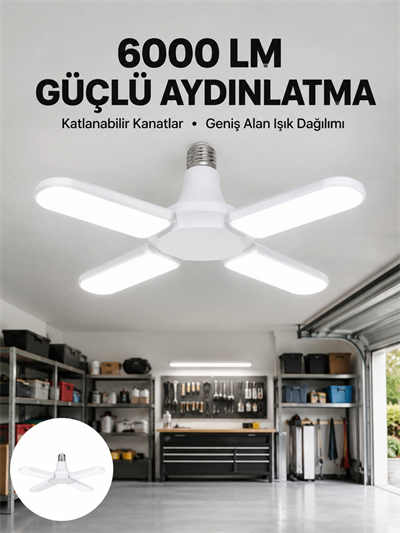 Enerji Tasarruflu LED Ampül 60 Watt 4 Kollu Beyaz Işık Yeni Nesil