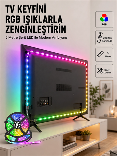 Enerji Tasarruflu RGB Şerit LED 5 Metre
