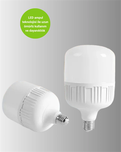 Enerji Tasarruflu Şarjlı LED Ampul 30W Beyaz Işık