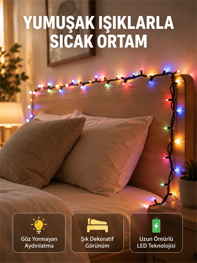 Enerji Tasarruflu Şeffaf Kablo 5 m 50 LED Dekor Işık Yeni Nesil
