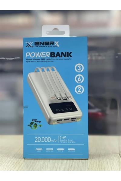 Enerx ENR-P20DC 20000 mAh 2.1 Amper Dahili Kablolu Powerbank Siyah (3936)