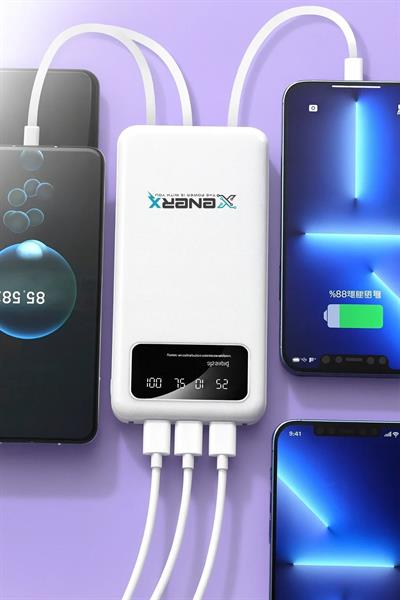 Enerx ENR-P20DC 20000 mAh 2.1 Amper Dahili Kablolu Powerbank Siyah (3936)