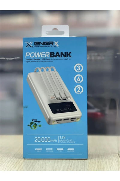 Enerx Enr-p20dc 20000 Mah 2.1 Amper Dahili Kablolu Powerbank Siyah Bx40