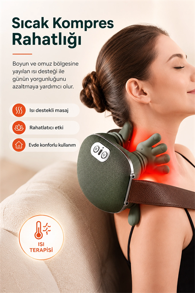Ense Ve Omuz Bölgesi İçin Isıtmalı Masaj Aleti Yumuşak Dokulu Ergonomik Tasarım