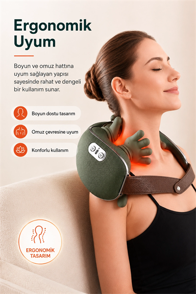 Ense Ve Omuz Bölgesi İçin Isıtmalı Masaj Aleti Yumuşak Dokulu Ergonomik Tasarım