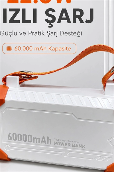 Entegre Kablolu 60000mAh 22.5W Hızlı Şarj Powerbank - Çoklu USB-C Çıkışlı Güç Bankası BX-313569