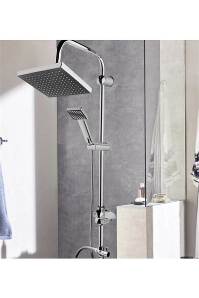 Epilons Robot Tepe Duş Sistemi Yağmurlama Duş Seti Krom Siyah Kare