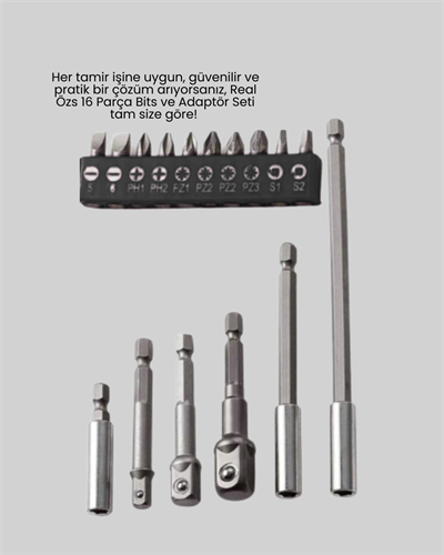 Ergonomik 16 Parça Bits Tornavida Uç ve Adaptör Seti