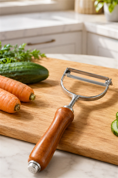 Ergonomik Ahşap Saplı Metal Meyve Sebze Soyacağı Tek Başlıklı Pratik Soyacak