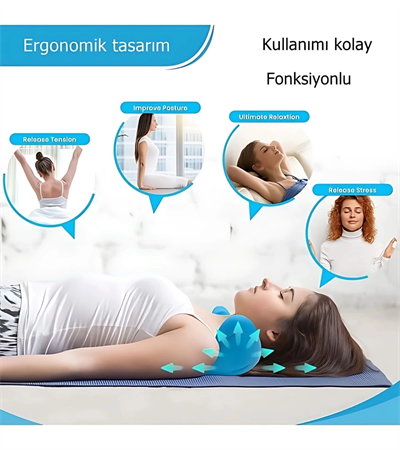 Ergonomik Boyun Masaj Yastığı – Servikal Traksiyon Destekli, Omurilik Ortopedik Yastık