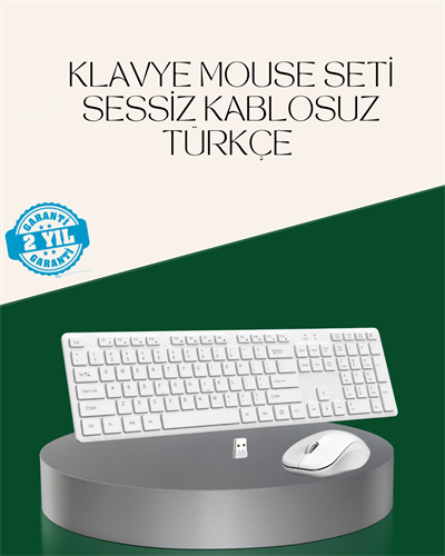 Ergonomik Kablosuz Klavye Mouse Takımı - Tam Boy, Sessiz ve Güvenilir