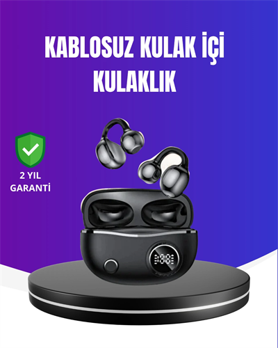 Ergonomik Klipsli Kablosuz Kulaklık – 30 Saat Pil ve Dokunmatik Kontrol Özelliği