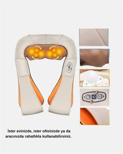 Ergonomik Ovmalı Masaj Aleti – Isıtmalı, Yoğurmalı, Boyun ve Bel Rahatlatıcı Masaj Makinesi