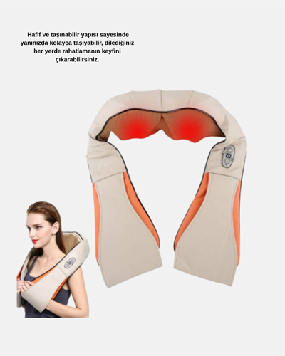 Ergonomik Ovmalı Masaj Aleti – Isıtmalı, Yoğurmalı, Boyun ve Bel Rahatlatıcı Masaj Makinesi