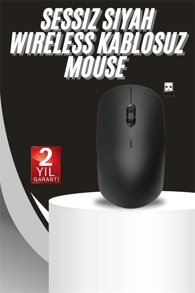 Ergonomik Tasarım Kablosuz Siyah Mouse Hassas Uzun Ömürlü