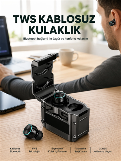 Ergonomik Tasarımlı Bluetooth Kulaklık | Suya Dayanıklı | Dokunmatik Kontrollü Yeni Nesil
