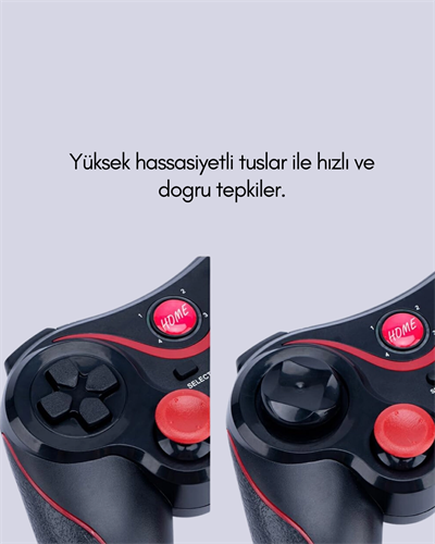 Ergonomik Tasarımlı Kablosuz Bluetooth Gamepad Titreşimli