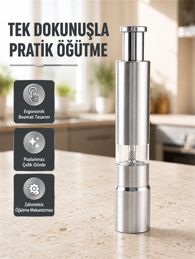 Ergonomik Tasarımlı, Nem Geçirmez Kapaklı Baharat Öğütücü