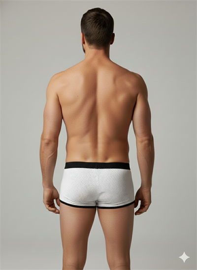 Erkek Beyaz Biyeli File Boxer