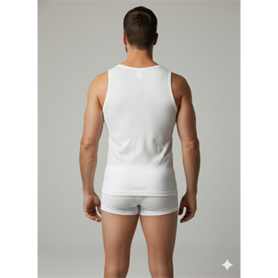 Erkek Beyaz File Tank Top Boxer Takımı